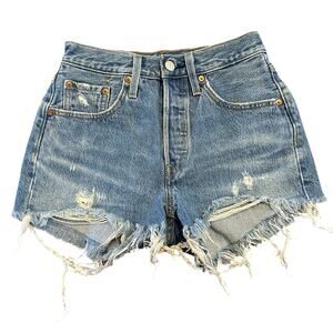 Levi’s Women’s Jean 501 cut offs high waist distressed size 24